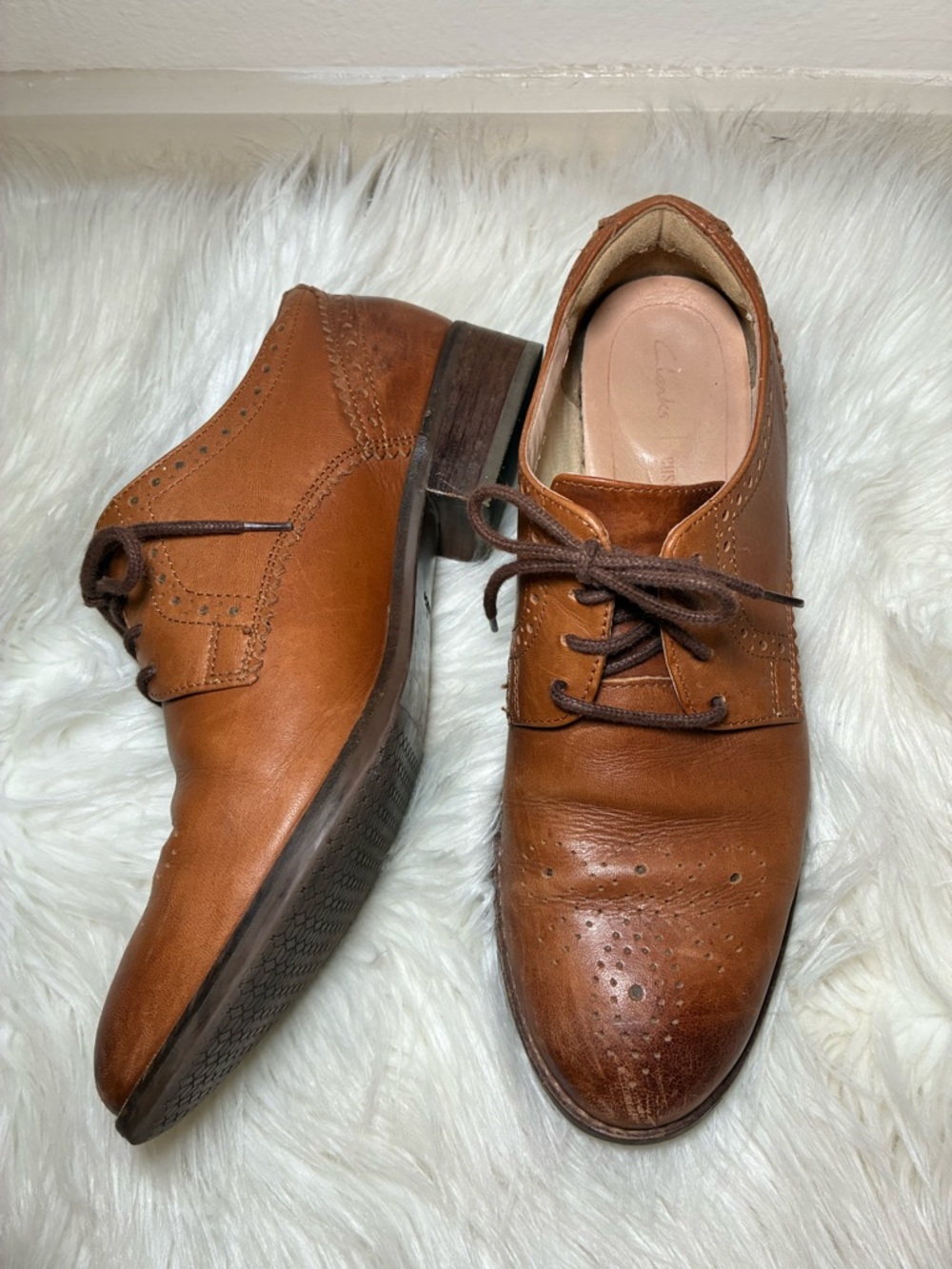 Clarks Men’s Brown Leather Brogue Derby Oxfords